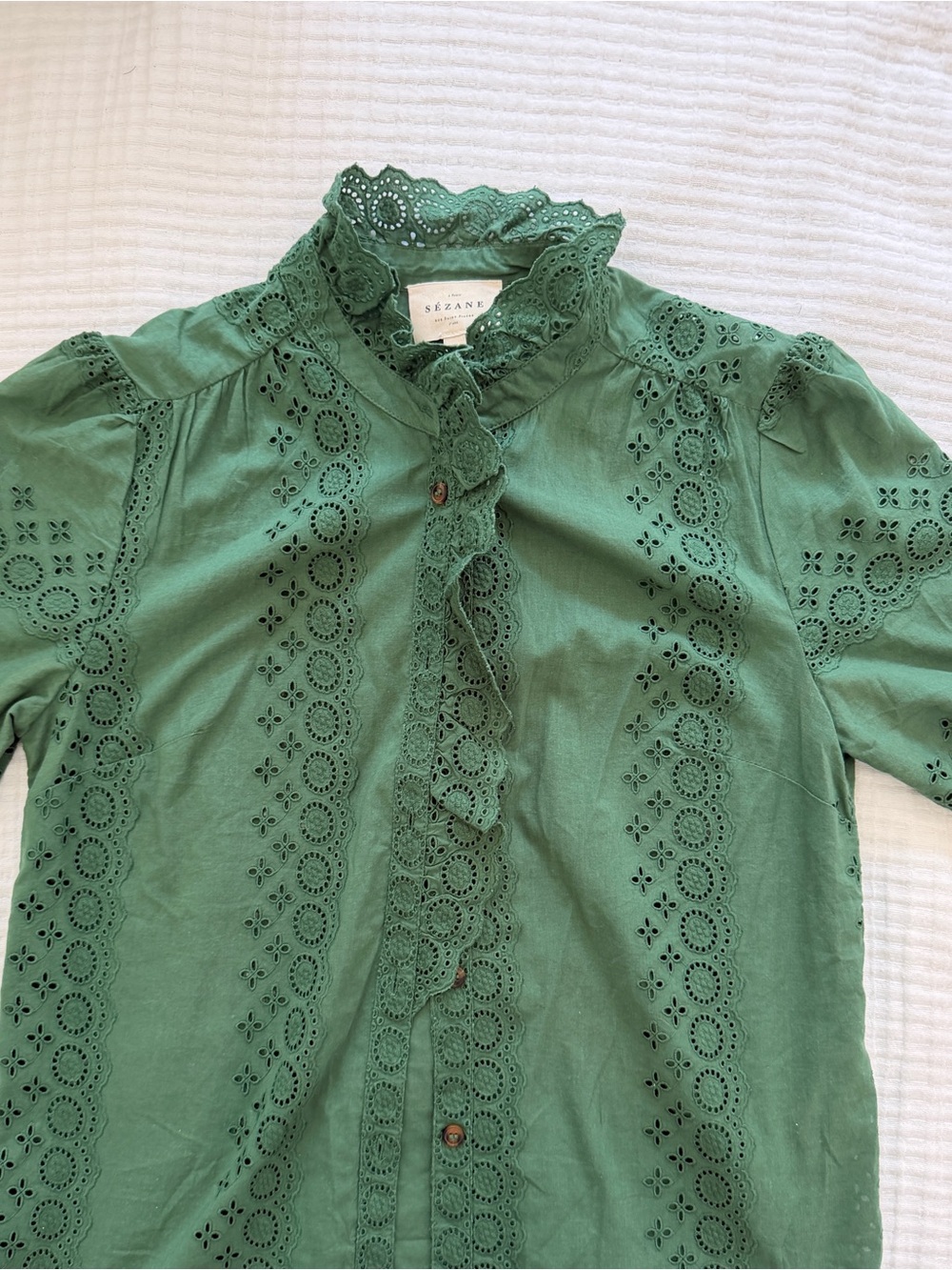 Sezane Dahlia Blouse in Bottlegreen size 2